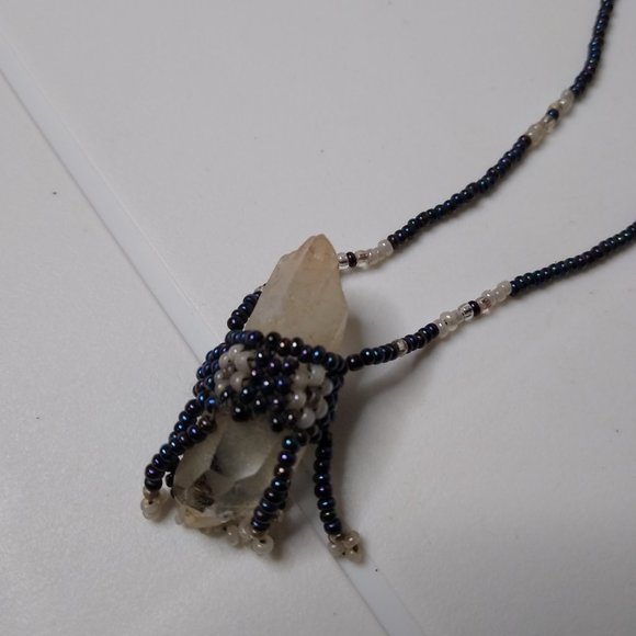 Small Bead And Quartz Crystal Necklace - Picture 9 of 16